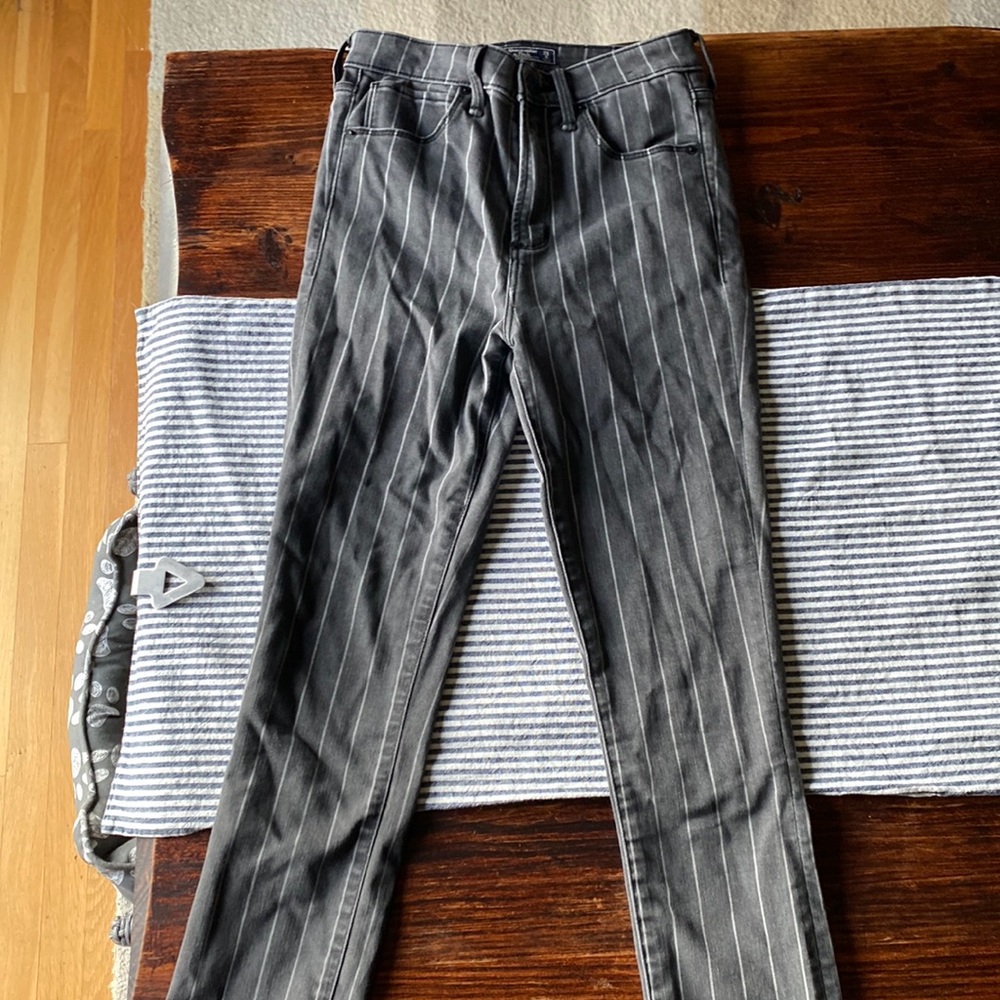 Abercrombie striped skinny jeans